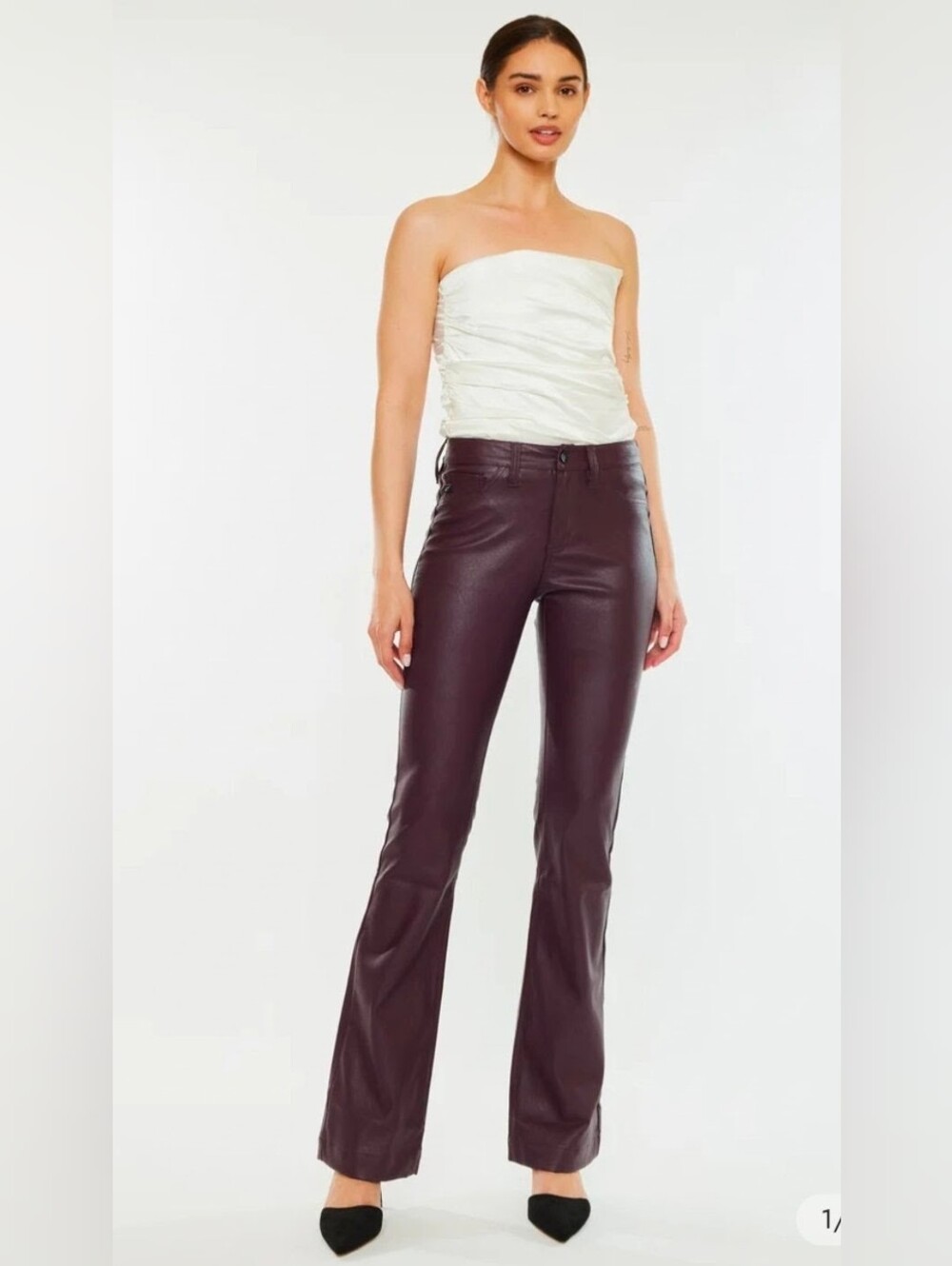 KanCan Faux Leather Bootcut Yoko Mid Rise Faux Leather Bootcut